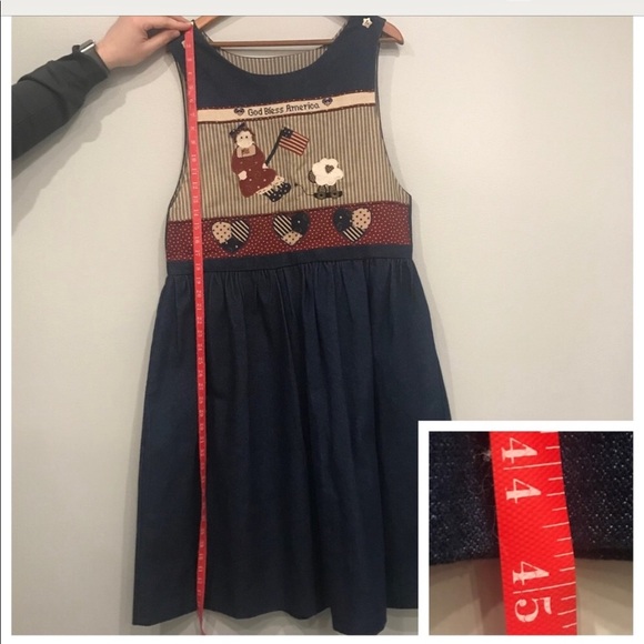 Americana Appliqué Handmade Jean Jumper Dress - Picture 6 of 8